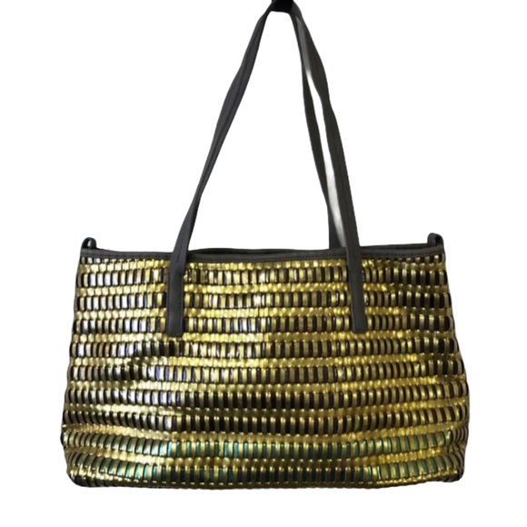 Botkier Bags Botkier Gold Metallic Woven Tote Bag Poshmark